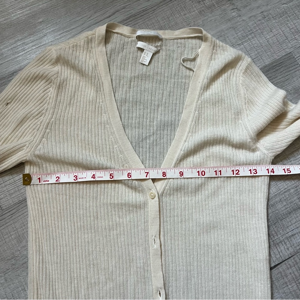 COS Cashmere Cream Ribbed Button-Up Cardigan - Picture 7 of 8